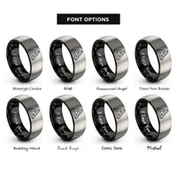 font options for inside engraving on black & grey penrose triangle rings