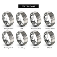 font options for inside engraving on silver penrose triangle rings
