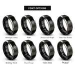 font options for inside engraving on black & grey pentacle circle rings