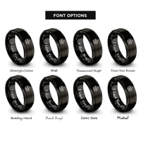 font options for inside engraving on black pentacle circle rings