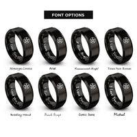 font options for inside engraving on black pentacle circle rings