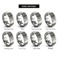 font options for inside engraving on silver pentacle circle rings