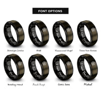 font options for inside engraving on gunmetal & black pentacle circle rings