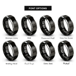font options for inside engraving on black & gray pentacle encircled pentagram rings