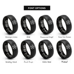 font options for inside engraving on black pentacle encircled pentagram rings