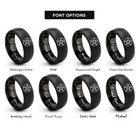 font options for inside engraving on black pentacle encircled pentagram rings