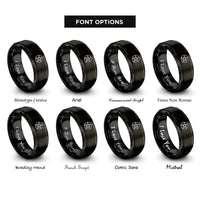 font options for inside engraving on black pentacle encircled pentagram rings