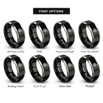 font options for inside engraving on black & gray pentacle mars rings