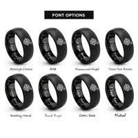 font options for inside engraving on black pentacle mars rings