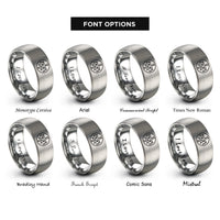 font options for inside engraving on gray pentacle mercury rings