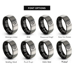 font options for inside engraving on black & gray pentacle moon rings