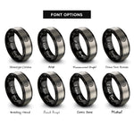 font options for inside engraving on black & gray pentacle moon rings