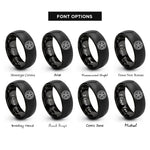 font options for inside engraving on black pentacle moon rings