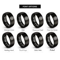 font options for inside engraving on black pentacle moon rings
