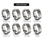 font options for inside engraving on silver pentacle moon rings