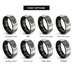 font options for inside engraving on black & grey pentacle venus rings