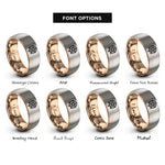 font options for inside engraving on rose gold & grey pentacle venus rings