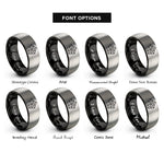 font options for inside engraving on black & silver pentaflake rings