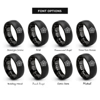 font options for inside engraving on black pentaflake rings