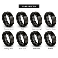 font options for inside engraving on black pentaflake rings