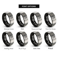 font options for inside engraving on black & gray peony rings