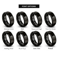 font options for inside engraving on black peony rings