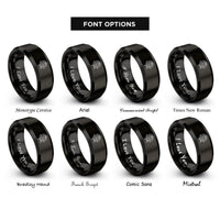 font options for inside engraving on black peony rings