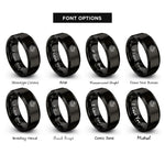 font options for inside engraving on black peony line art rings