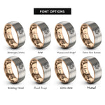 font options for inside engraving on rose gold & gray peony line art rings