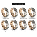 font options for inside engraving on rose gold & silver peony rings