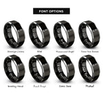 font options for inside engraving on black & silver pepper grinder rings