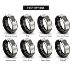font options for inside engraving on black & silver pepper grinder rings