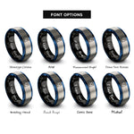 font options for inside engraving on black & blue & gray pepper packet rings