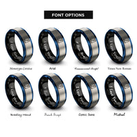 font options for inside engraving on black & blue & gray pepper packet rings