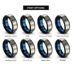 font options for inside engraving on black & blue & silver pepper packet rings