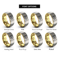 font options for inside engraving on gold & silver peppermint swirl candy rings