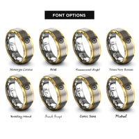 font options for inside engraving on gold & silver peppermint swirl candy rings