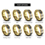 font options for inside engraving on gold & gray peppermint swirl candy rings