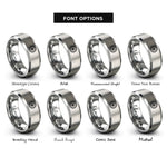 font options for inside engraving on silver peppermint swirl candy rings