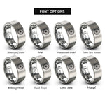 font options for inside engraving on grey peppermint swirl candy rings