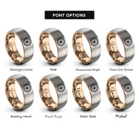 font options for inside engraving on rose gold & silver peppermint swirl candy rings