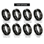 font options for inside engraving on black & silver perch ice jig rings