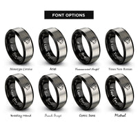 font options for inside engraving on black & grey perched bat rings