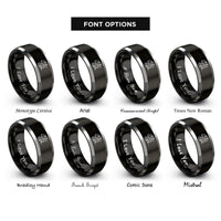 font options for inside engraving on black & silver perched dragon rings