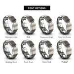 font options for inside engraving on grey perched dragon rings