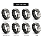 font options for inside engraving on black & silver percussion clef drumsticks rings