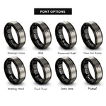 font options for inside engraving on black & gray percussion clef drumsticks rings