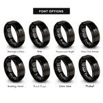 font options for inside engraving on black percussion clef drumsticks rings