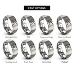 font options for inside engraving on grey percussion clef drumsticks rings