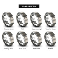 font options for inside engraving on gray percussion clef drumsticks rings